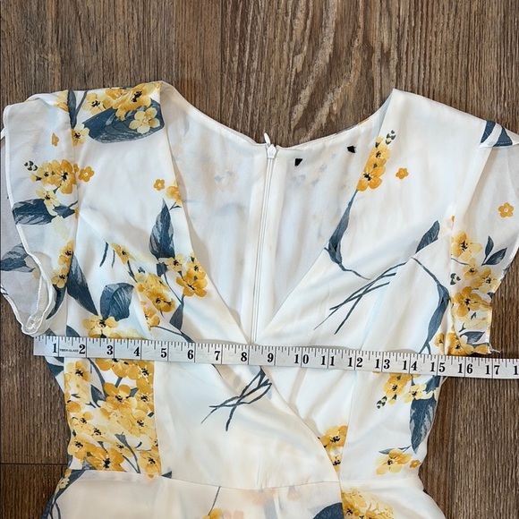Lulus French Countryside White Yellow Floral Print High-Low Dress Women's Small - Picture 9 of 15